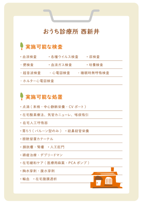 訪問診療で行える検査と処置一覧
